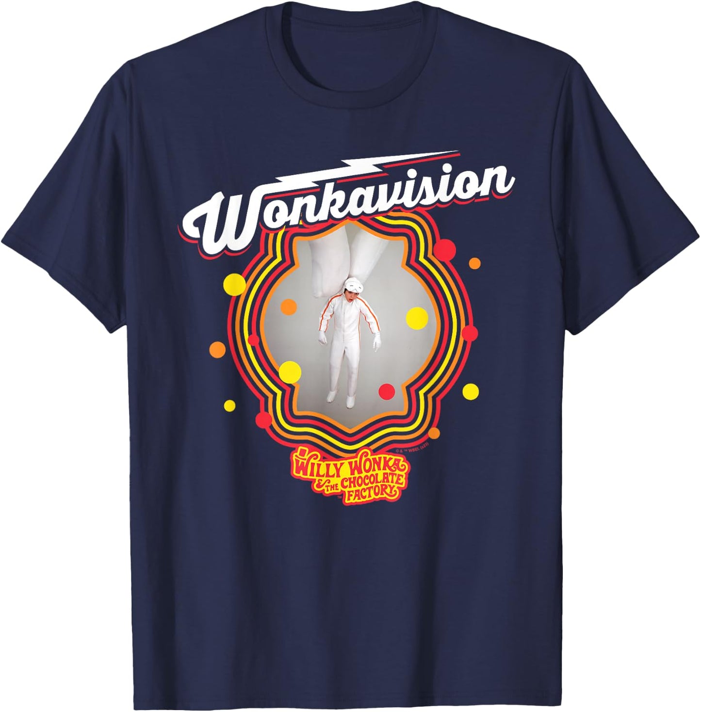 Willy Wonka & The Chocolate Factory - -Adults, Black, Small, Short Sleeve, Solid with Graphic Print, , Modern, Casual, Movie Fans, Casual Clothing Enthusiasts, Vacationers T-Shirt - T-Shirt | Navy