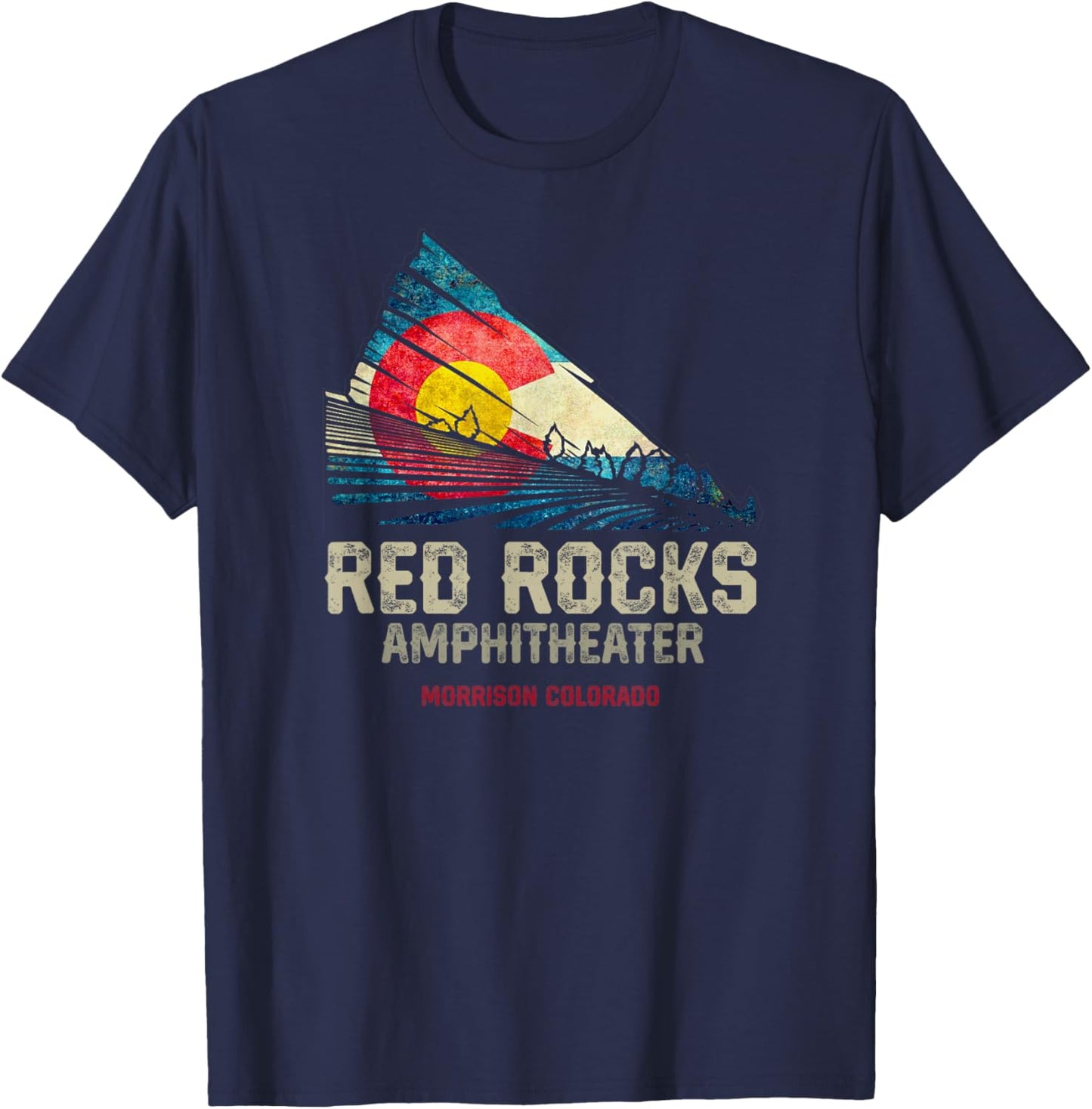 Red Rocks Amphitheater - Colorado C - State Flag T-Shirt - T-Shirt | Navy