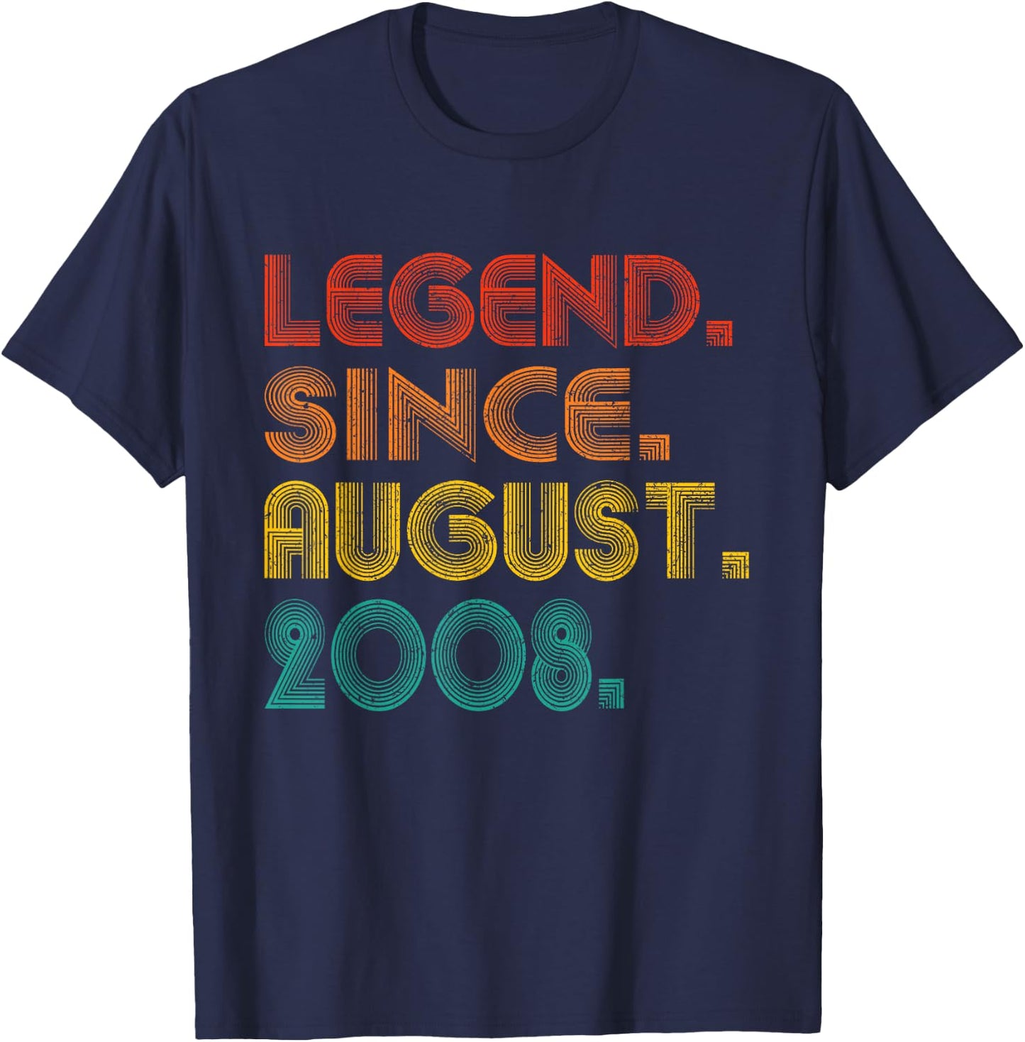 Legend Since August 2008 Birth Of Birthday 2008 Idea Vintage T-Shirt - T-Shirt | Navy