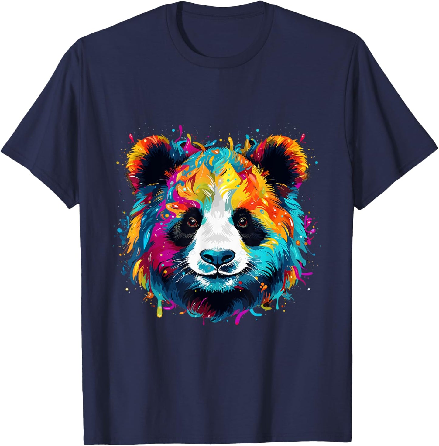 Rainbow Panda Head Brilliant Unleashed Cute Panda T-Shirt - T-Shirt | Navy