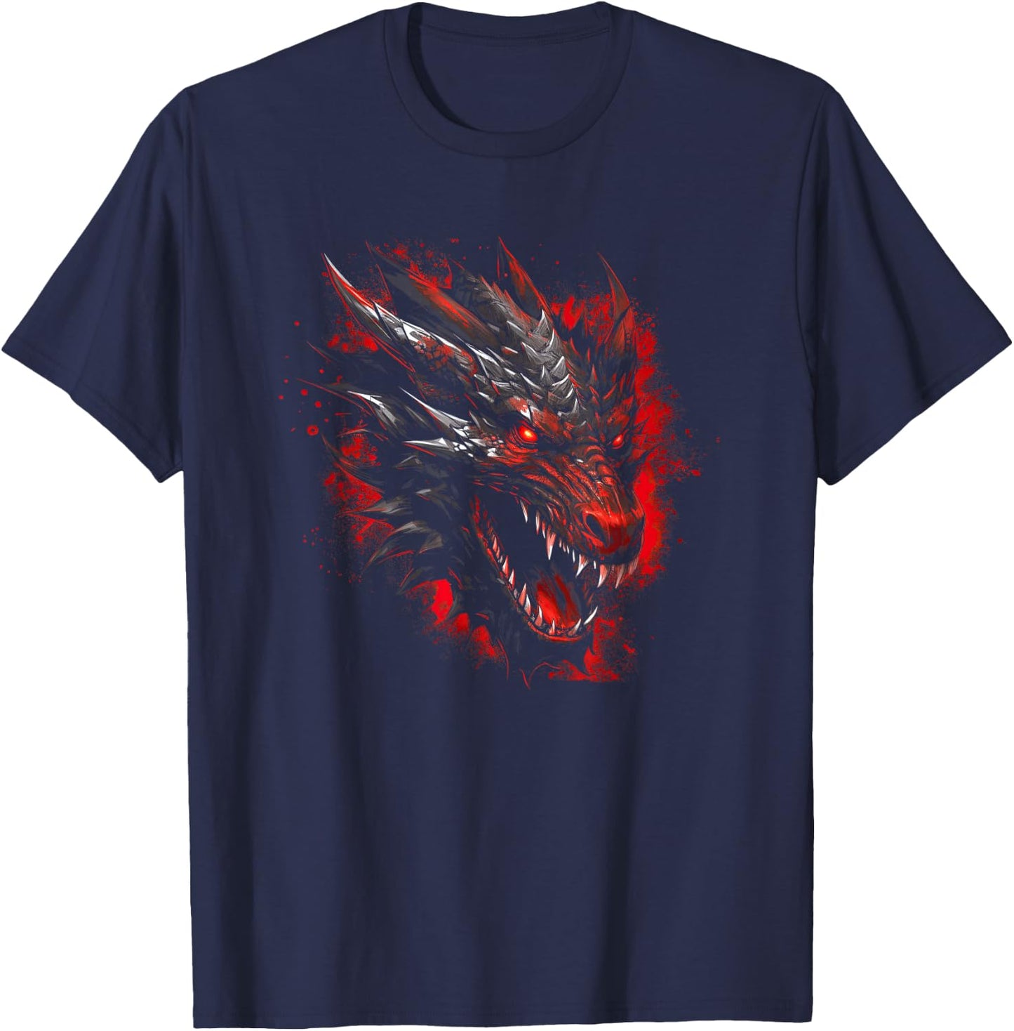 Red Chinese Firedrake Dragon - Dragon Print Art Wear T-Shirt - T-Shirt | Navy