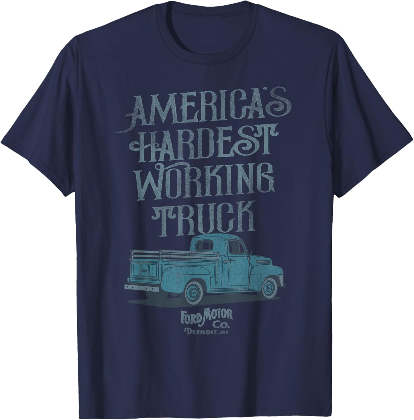 Ford Trucks Vintage America's Hardest Working Truck T-Shirt - T-Shirt | Navy