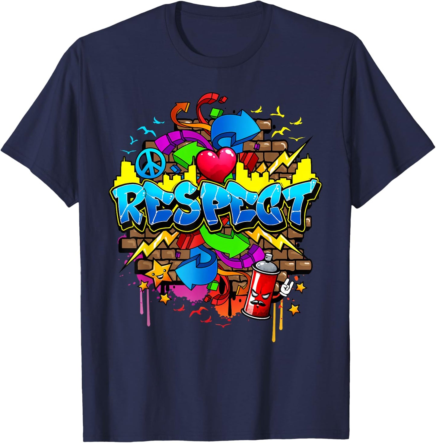 Urban - Respect Graffiti Graphic T-Shirt - T-Shirt | Navy
