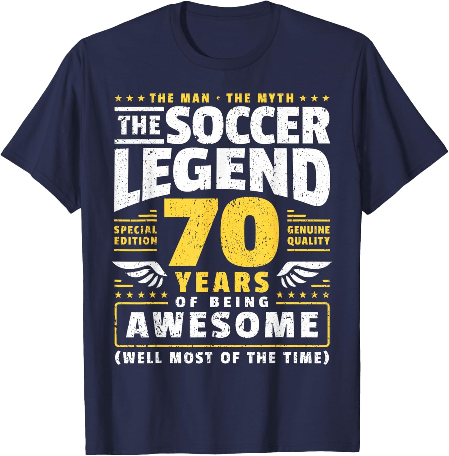 70th Birthday Soccer Player 70 Years T-Shirt - T-Shirt | Navy