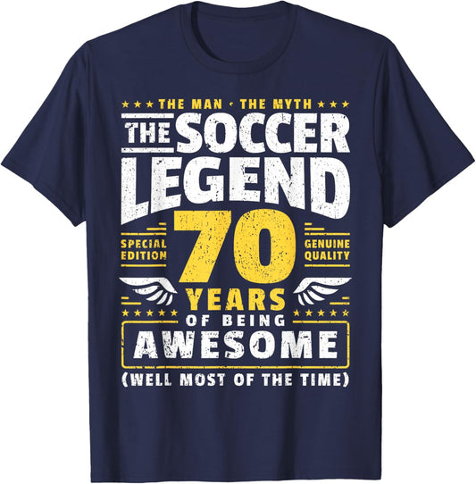 70th Birthday Soccer Player 70 Years T-Shirt - T-Shirt | Navy
