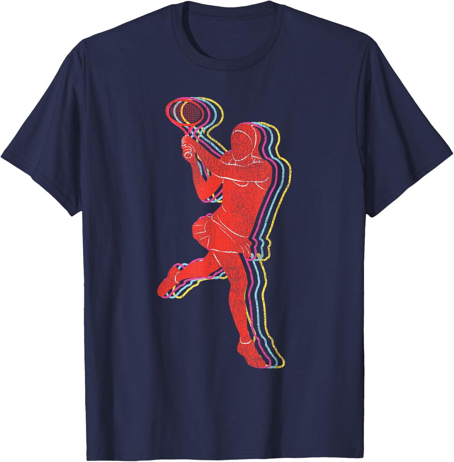 Funny Tennis Player Racket Retro Vintage T-Shirt - T-Shirt | Navy