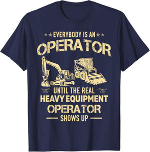 Heavy Equipment Operator Vintage Construction Worker Funny T-Shirt - T-Shirt | Navy