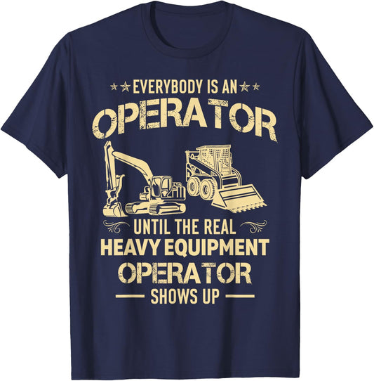 Heavy Equipment Operator Vintage Construction Worker Funny T-Shirt - T-Shirt | Navy