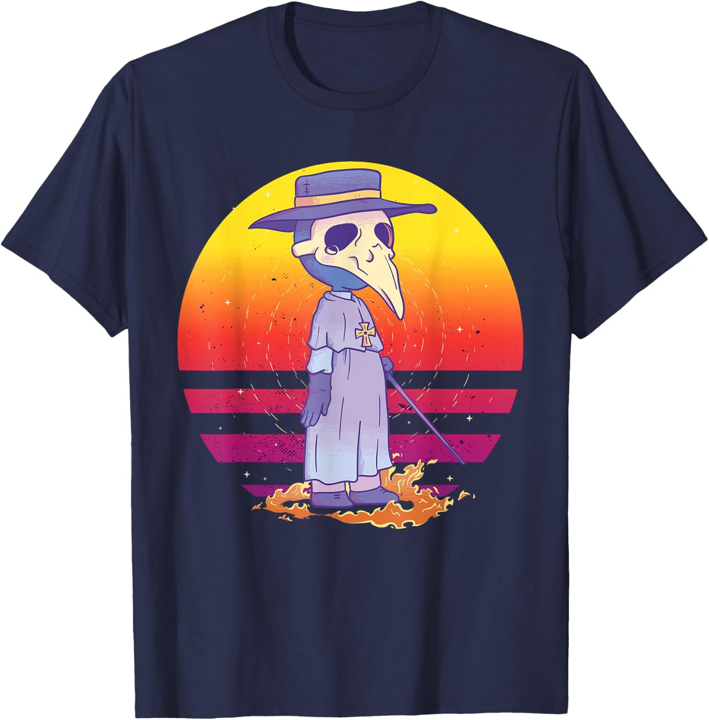 Plague doctor Comic style Historical Plague doctors Cartoon T-Shirt - T-Shirt | Navy