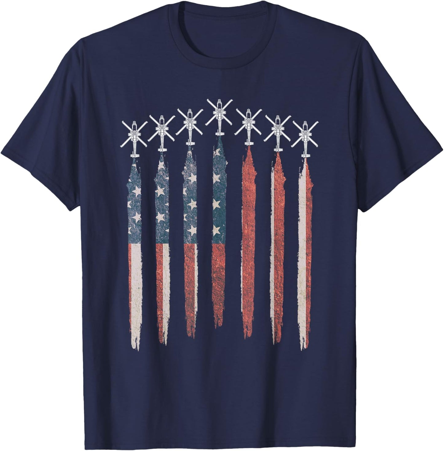 AH64 Apache Helicopter American Flag Apache Squadron T-Shirt - T-Shirt | Navy