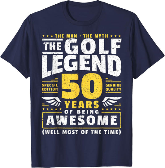 50th Birthday Golf Player 50 Years Old Golfer T-Shirt - T-Shirt | Navy