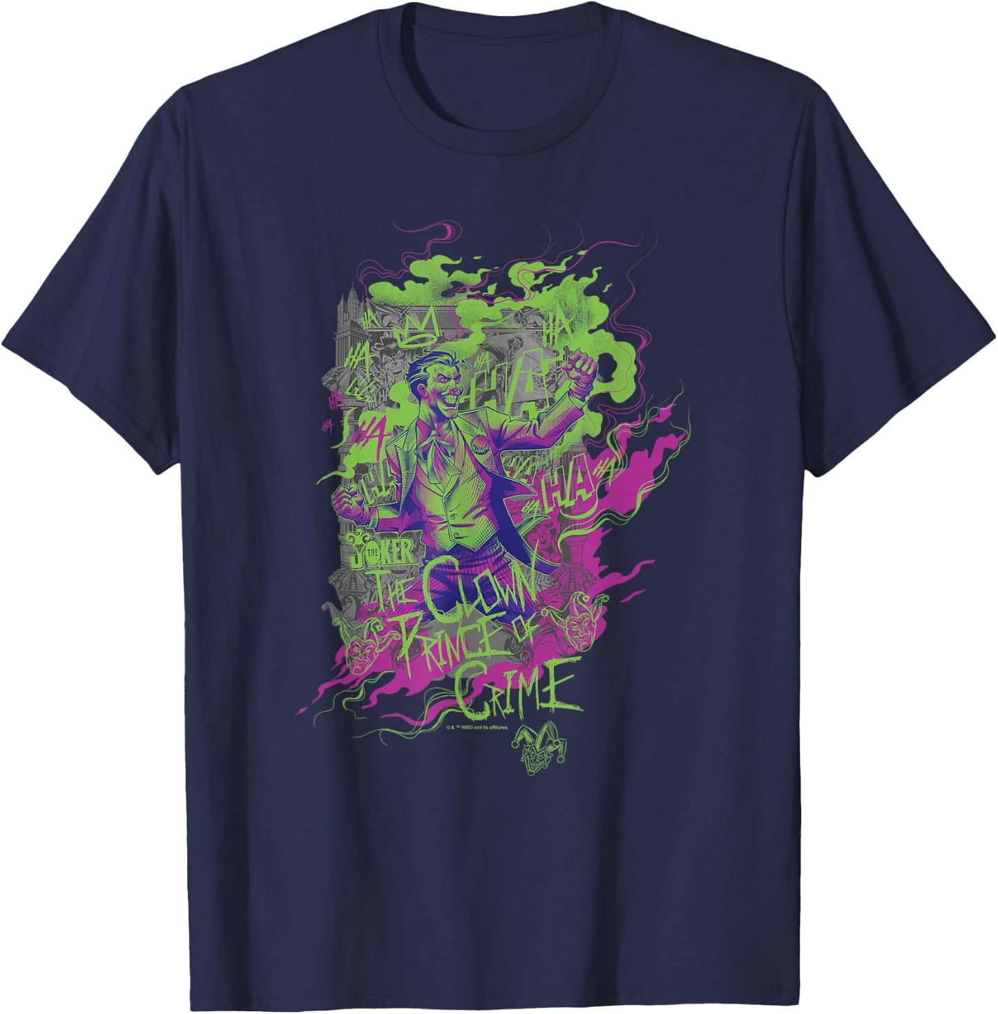 WB100 DC Comics Joker Clown Prince of Crime Toxic Gas T-Shirt - T-Shirt | Navy