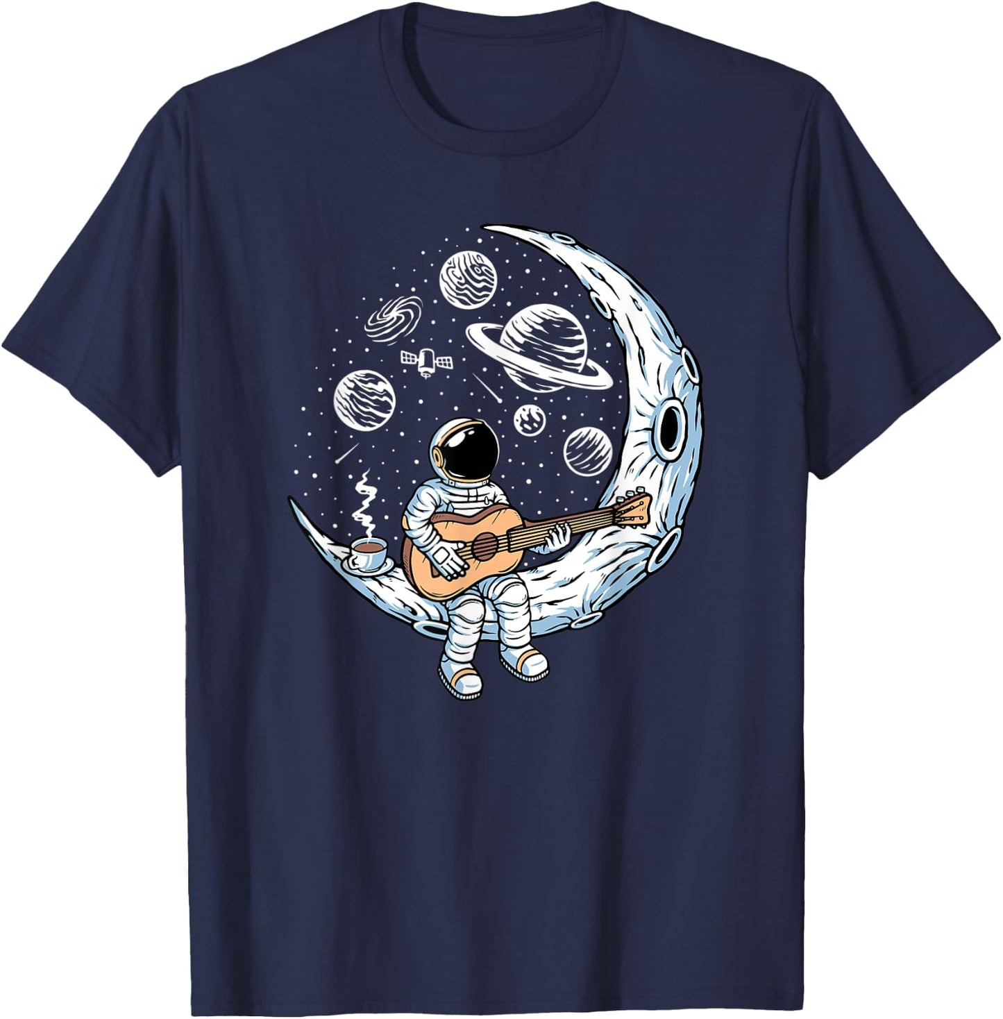 Astronaut playing guitar on the moon Spaceman allspace T-Shirt - T-Shirt | Navy