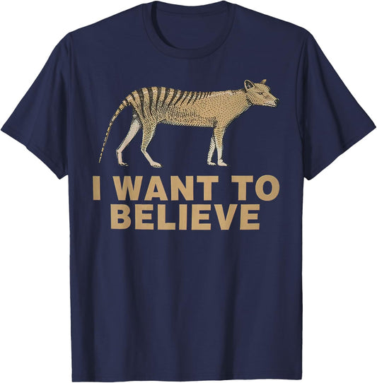 Thylacine Kingdom Extinct I Want To Believe Tasmanian T-Shirt - T-Shirt | Navy