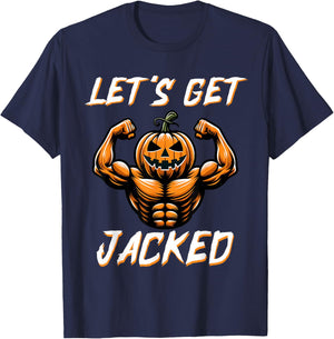 Let's Get Jacked Funny Halloween Gym Workout Jack O Lantern T-Shirt - T-Shirt | Navy