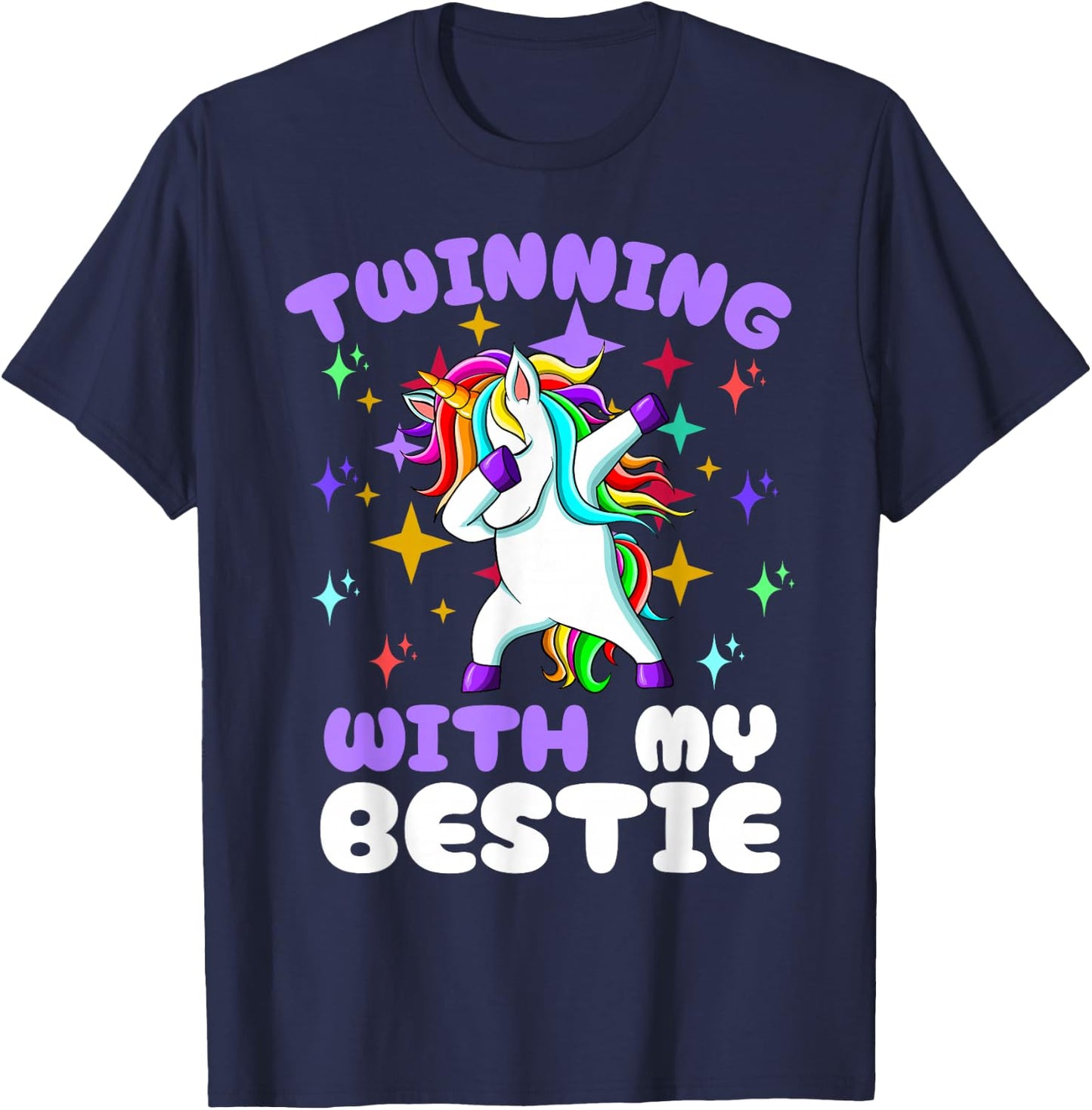 Twinning Unicorn Bestie Spirit Week Twin Day Best Friend T-Shirt - T-Shirt | Navy