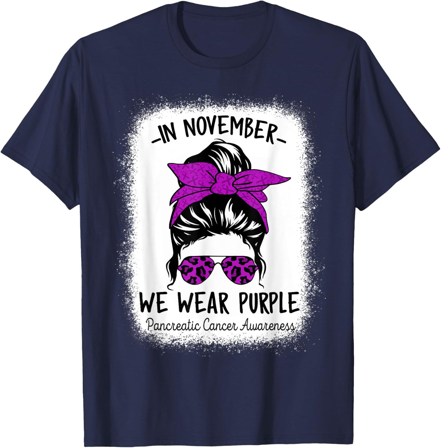 Women In November We Wear Purple Pancreatic Cancer Awareness T-Shirt - T-Shirt | Navy
