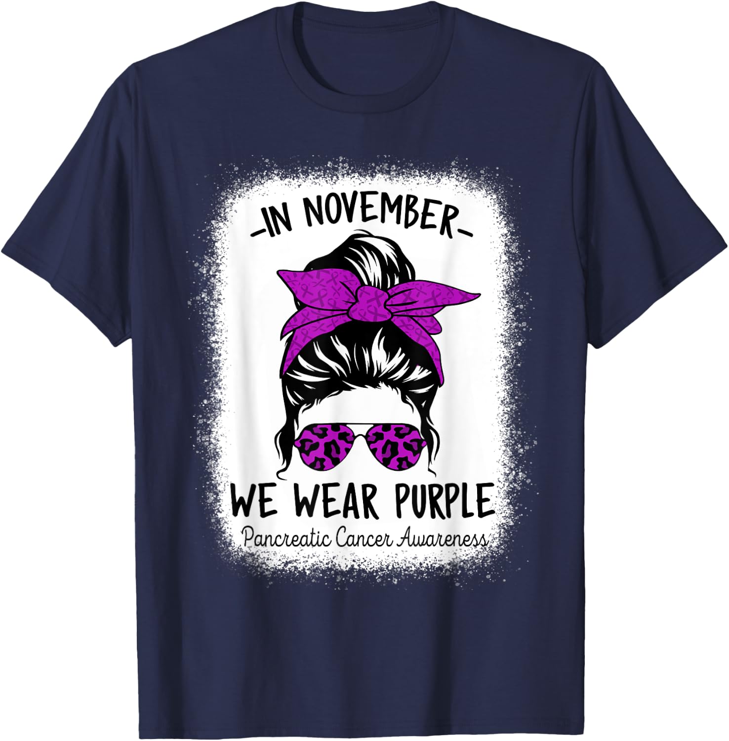 Women In November We Wear Purple Pancreatic Cancer Awareness T-Shirt - T-Shirt | Navy