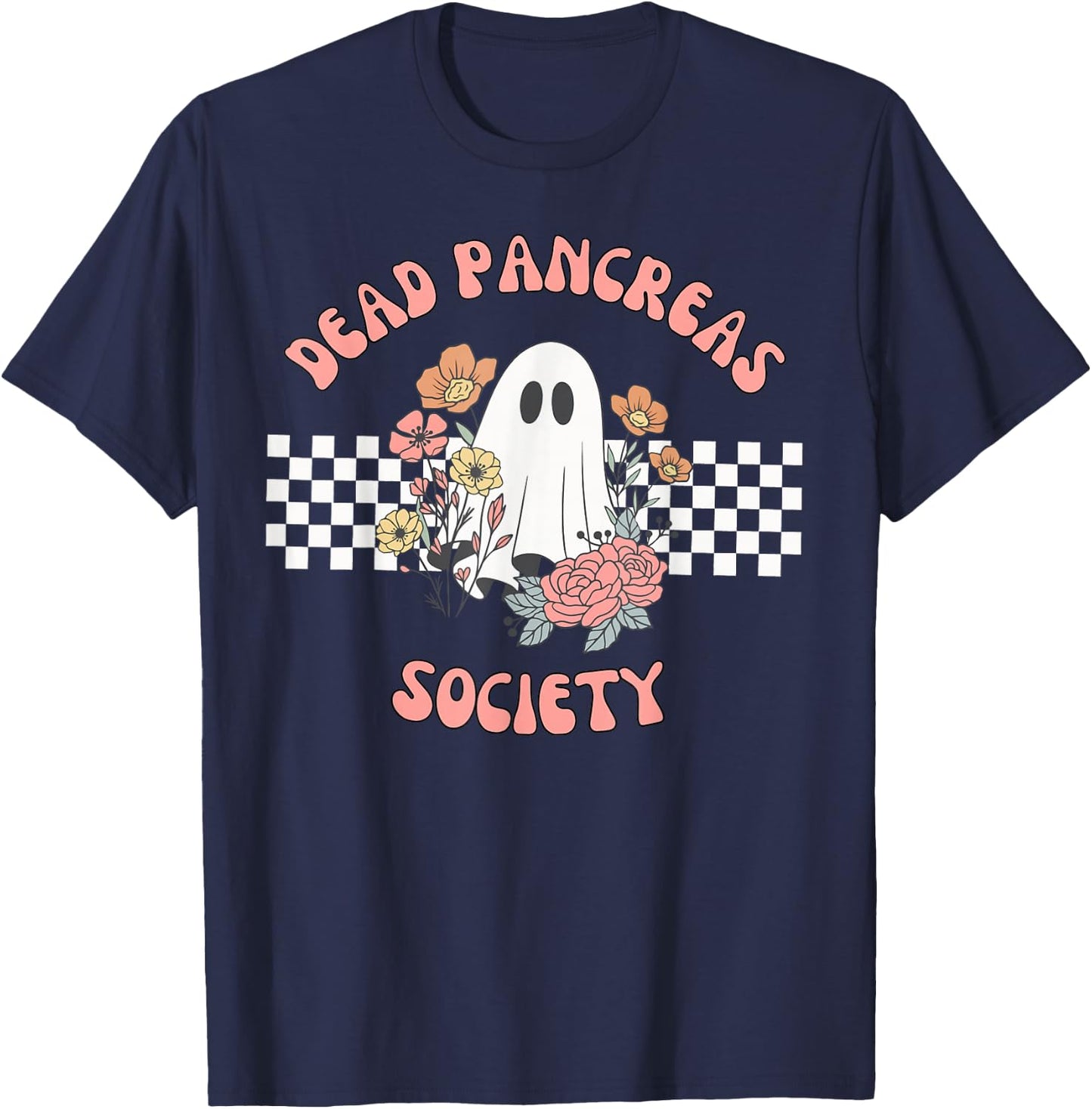 Dead Pancreas Society Funny Ghost Diabetes Awareness T-Shirt - T-Shirt | Navy