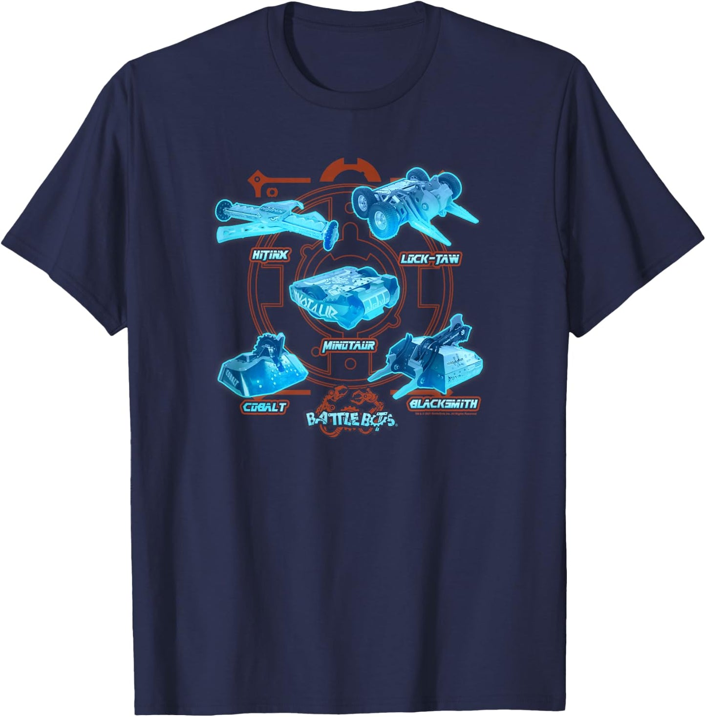 BattleBots Group Robot Textbook Schematics T-Shirt - T-Shirt | Navy