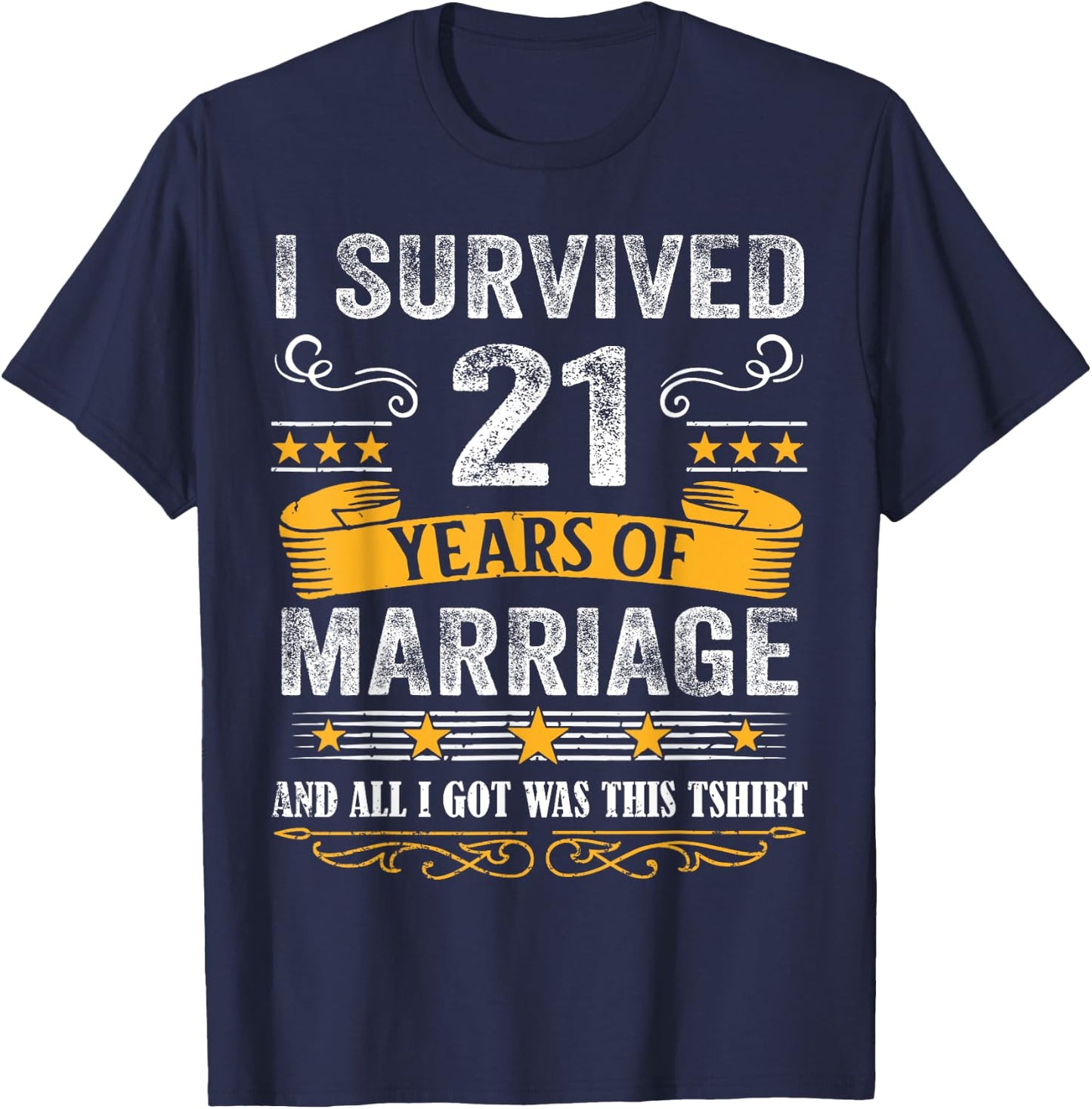 21st Wedding Anniversary shirt Couples Husband Wife 21 Years T-Shirt - T-Shirt | Navy