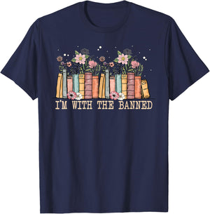 Book Lovers Im With The Banned Books T-Shirt - T-Shirt | Navy