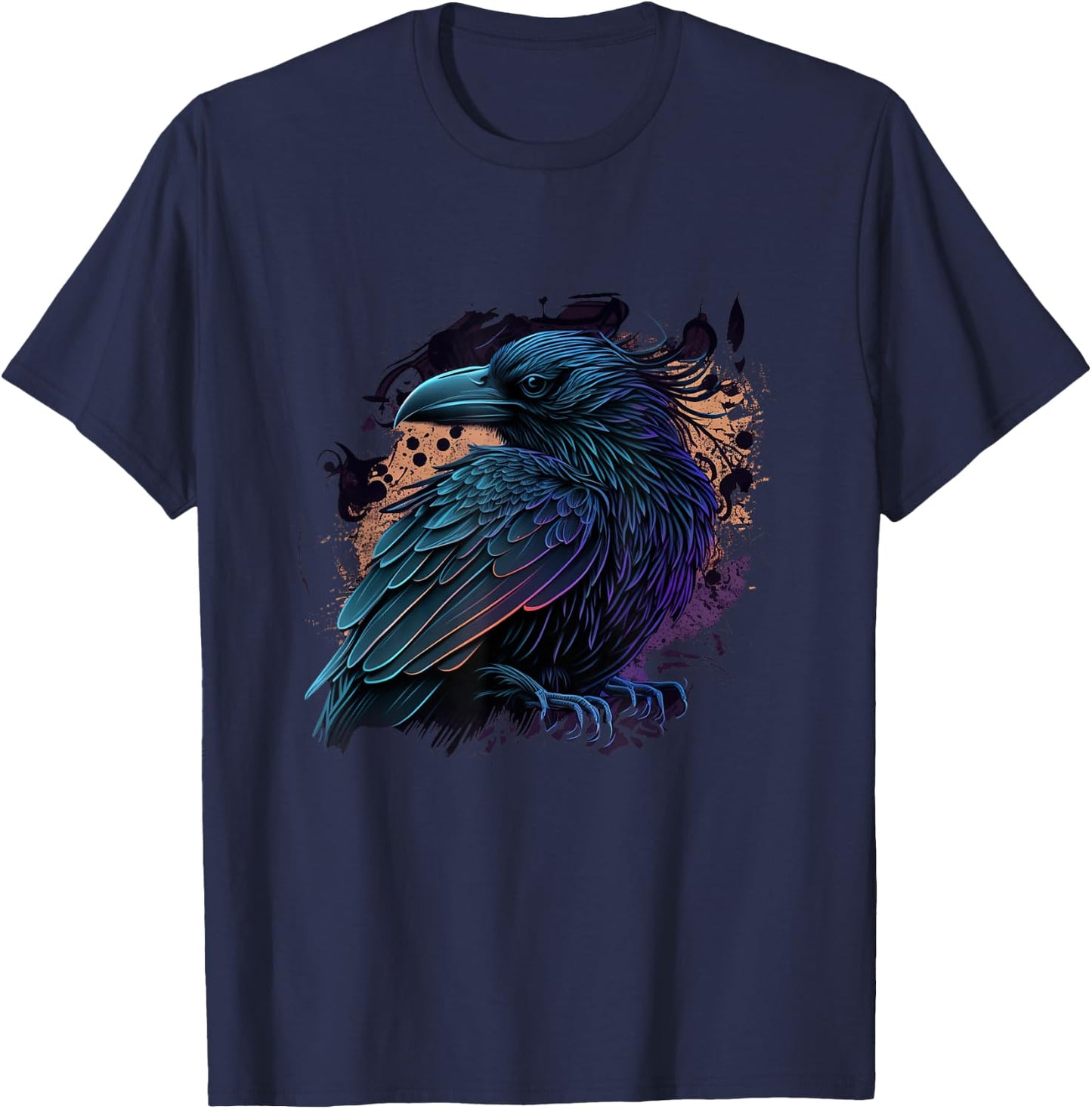 Raven Graphic Goth Black Crow T-Shirt - T-Shirt | Navy