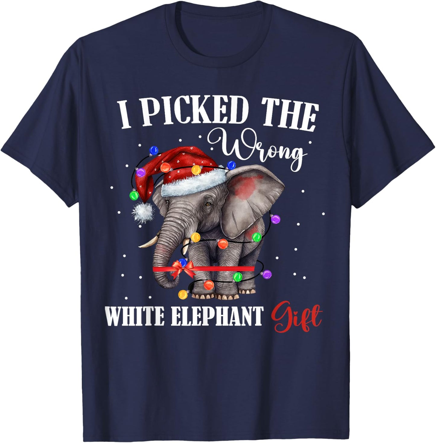 Funny White Elephant Gift Wrapped Elephant Dumb Gift T-Shirt - T-Shirt | Navy