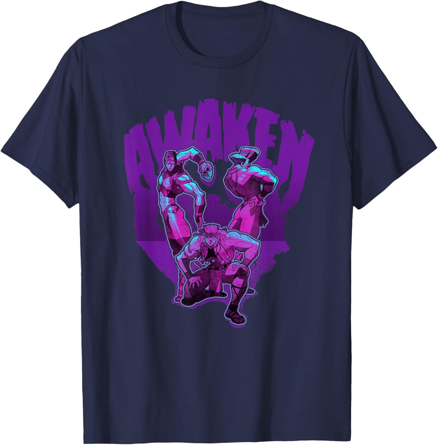 JoJo's Bizarre Adventure Pillar Men Awaken My Masters Anime T-Shirt - T-Shirt | Navy