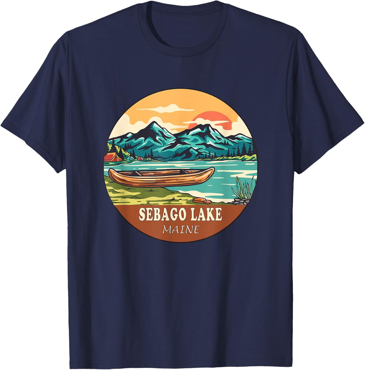 Sebago Lake Vintage Vacation Maine T-Shirt - T-Shirt | Navy
