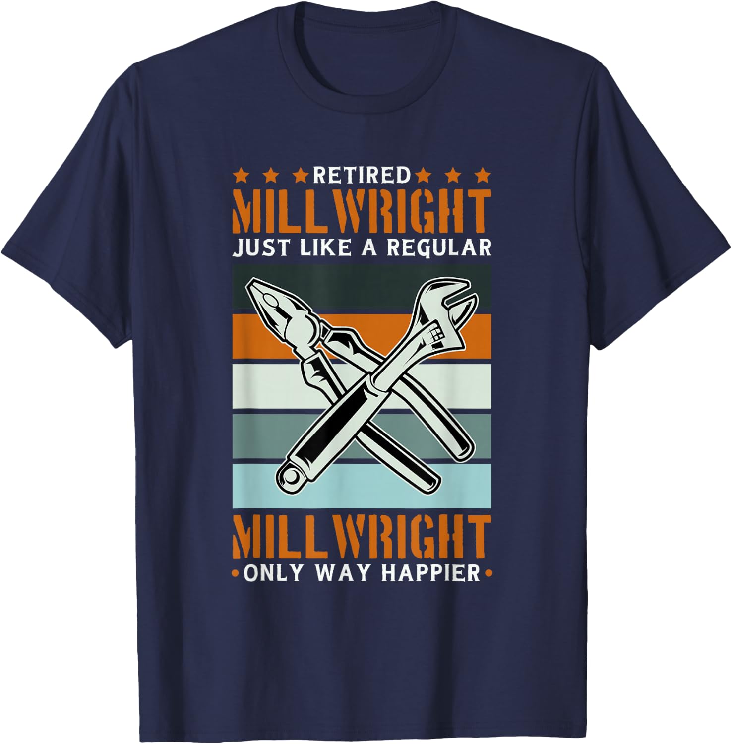 Retired Millwright for Millwright Machinist Mill Retirement T-Shirt - T-Shirt | Navy