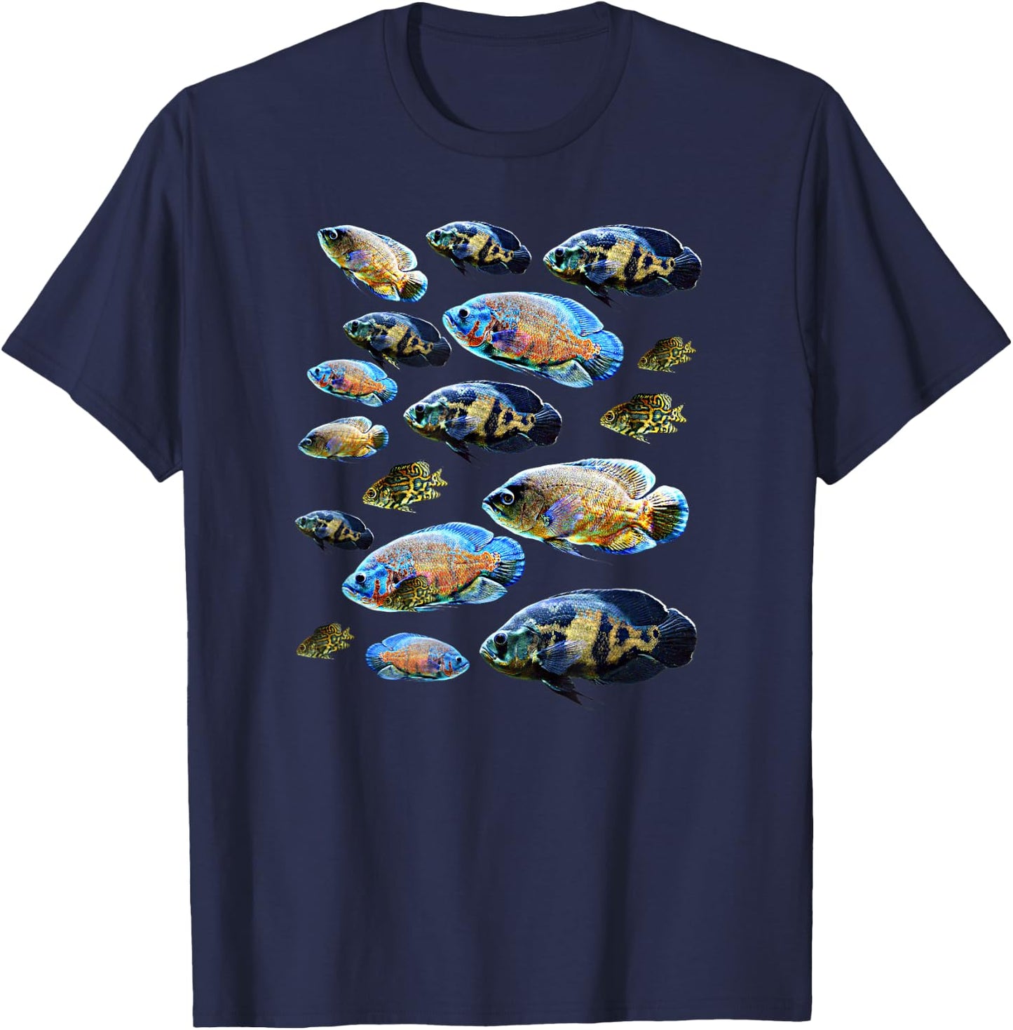 Tiger Oscar Cichlid Fish T-Shirt - T-Shirt | Navy