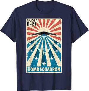 B-21 Raider Stealth Bomber Vintage Bomb Squadron Poster T-Shirt - T-Shirt | Navy