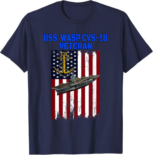 USS Wasp CVS-18 Aircraft Carrier Veterans Day Father's Day T-Shirt - T-Shirt | Navy