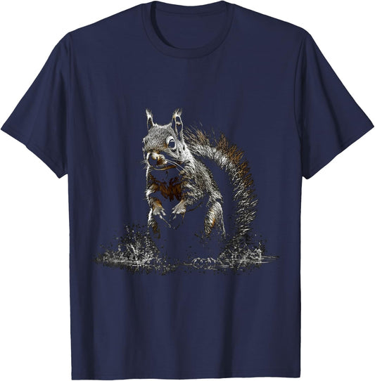 Squirrel Artwork - Animal Squirrel T-Shirt - T-Shirt | Navy