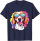 Colorful American Foxhound With Sunglasses Dog Lover T-Shirt - T-Shirt | Navy