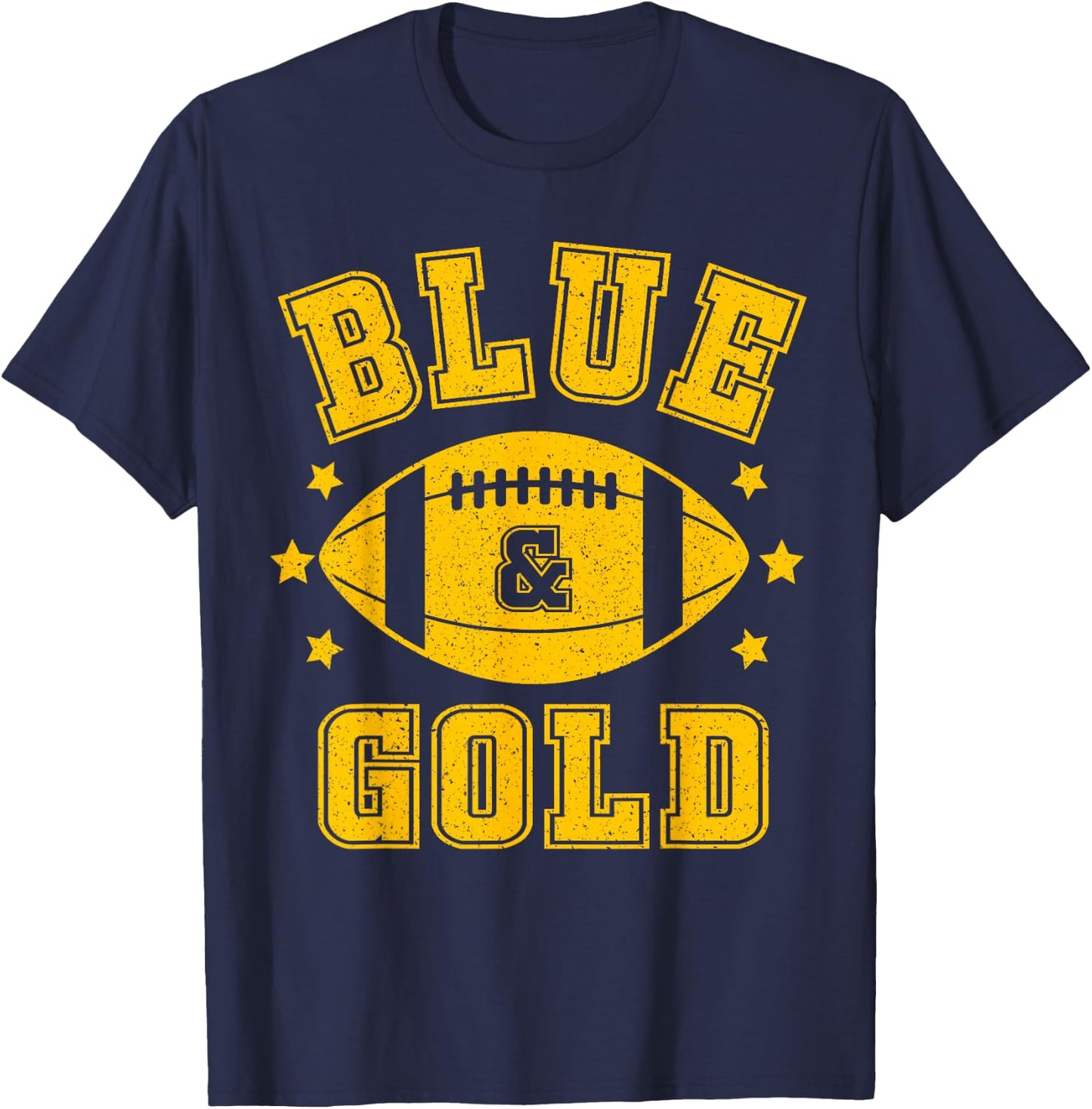 On Gameday Football We Wear Blue And Gold School Spirit T-Shirt - T-Shirt | Navy