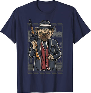 Funny mean looking Bad Pug Dog with Gun & cigar from 1920's Women T-Shirt - T-Shirt | Navy