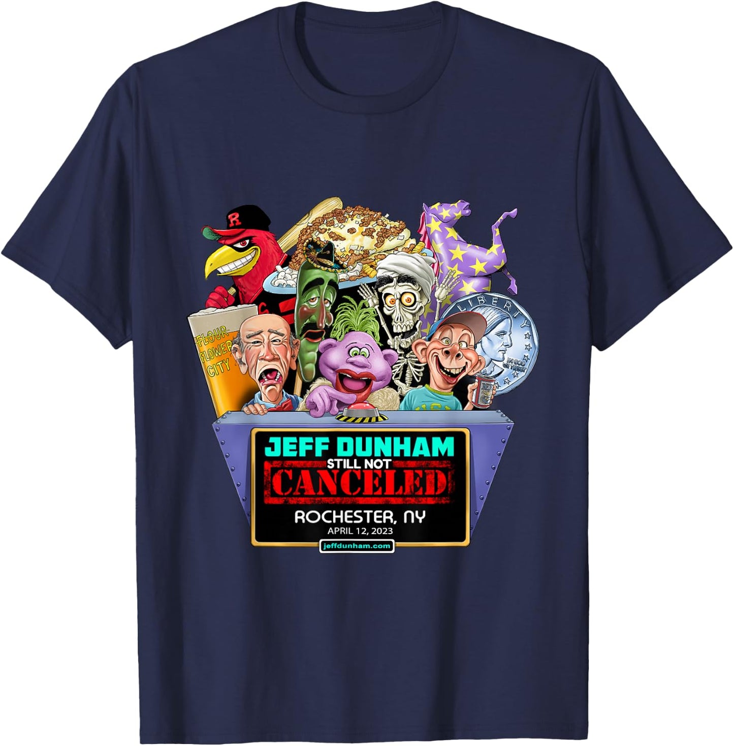 Jeff Dunham Rochester, NY (2023) T-Shirt - T-Shirt | Navy