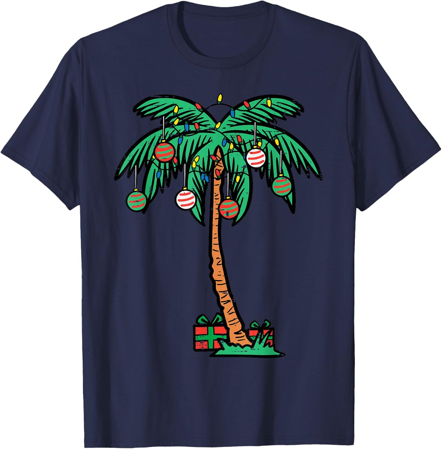 Christmas Palm Xmas Tree Tropical Beach Hawaii Women Men Kid T-Shirt - T-Shirt | Navy