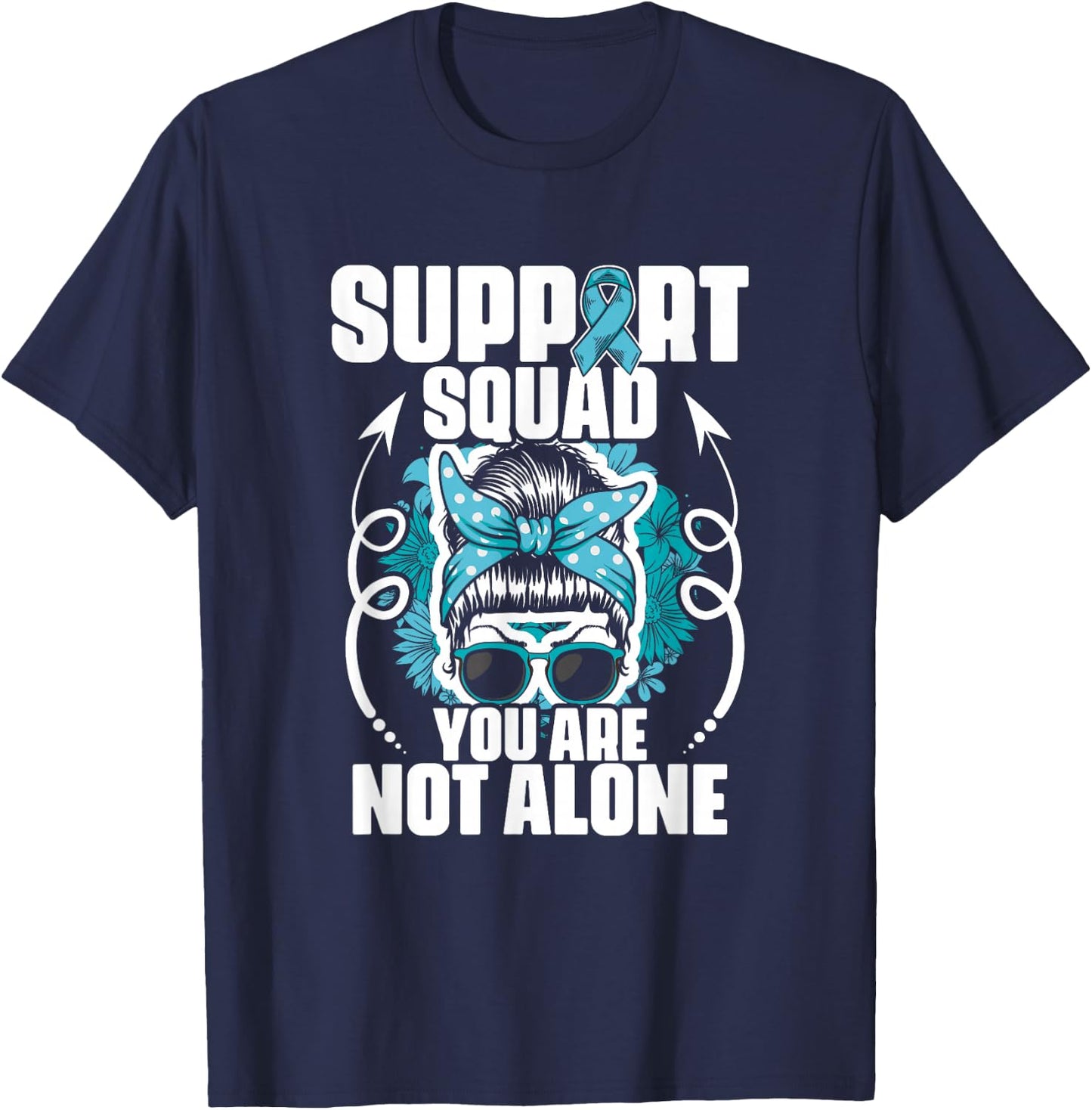 Cervical Support Squad - Ovarian Cancer Teal Cervical Cancer T-Shirt - T-Shirt | Navy