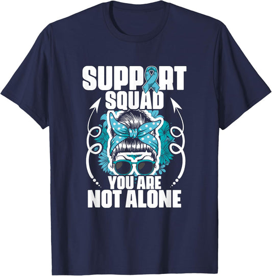 Cervical Support Squad - Ovarian Cancer Teal Cervical Cancer T-Shirt - T-Shirt | Navy
