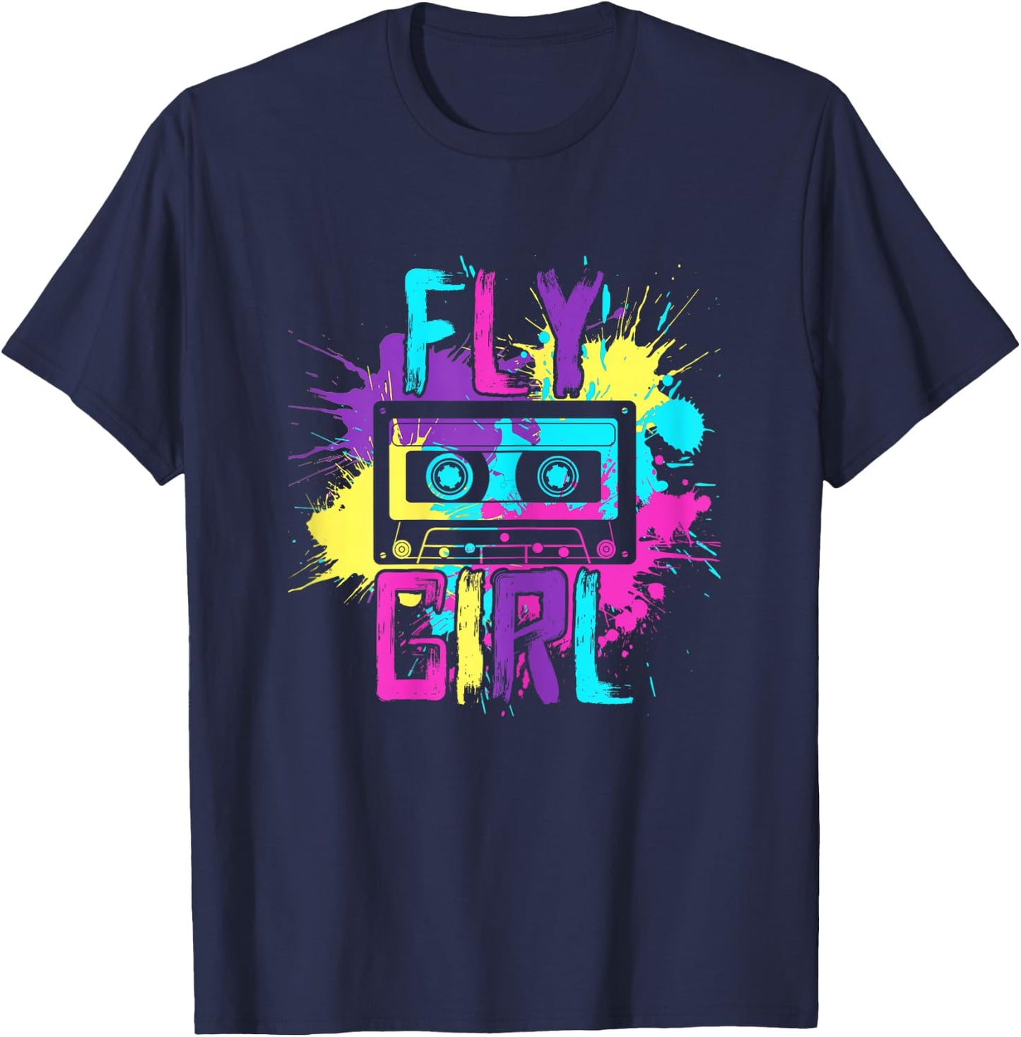 Fly Girl Hip Hop 80s 90s cassette B-girl T-Shirt - T-Shirt | Navy