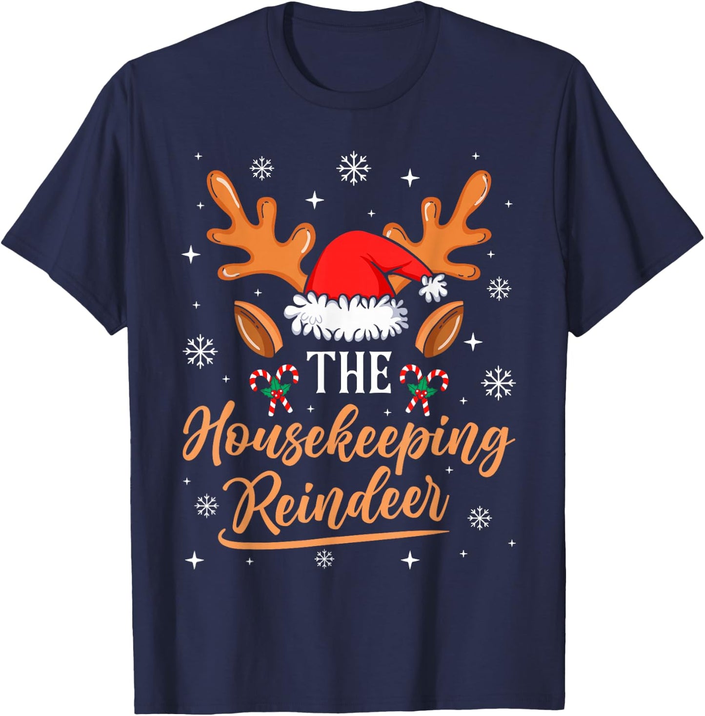 Housekeeping Reindeer Family Matching Christmas Outfit T-Shirt - T-Shirt | Navy