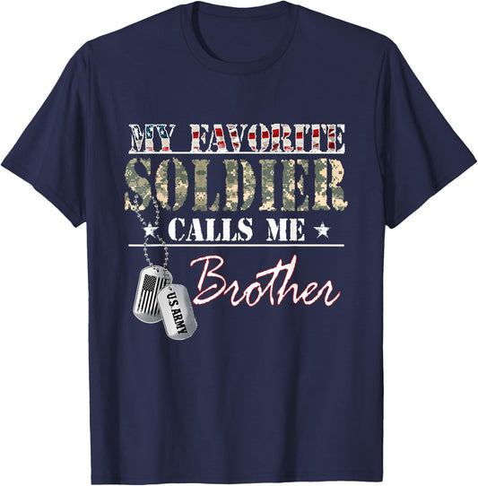 My Favorite Soldier Calls Me Brother Military Family Costume T-Shirt - T-Shirt | Navy