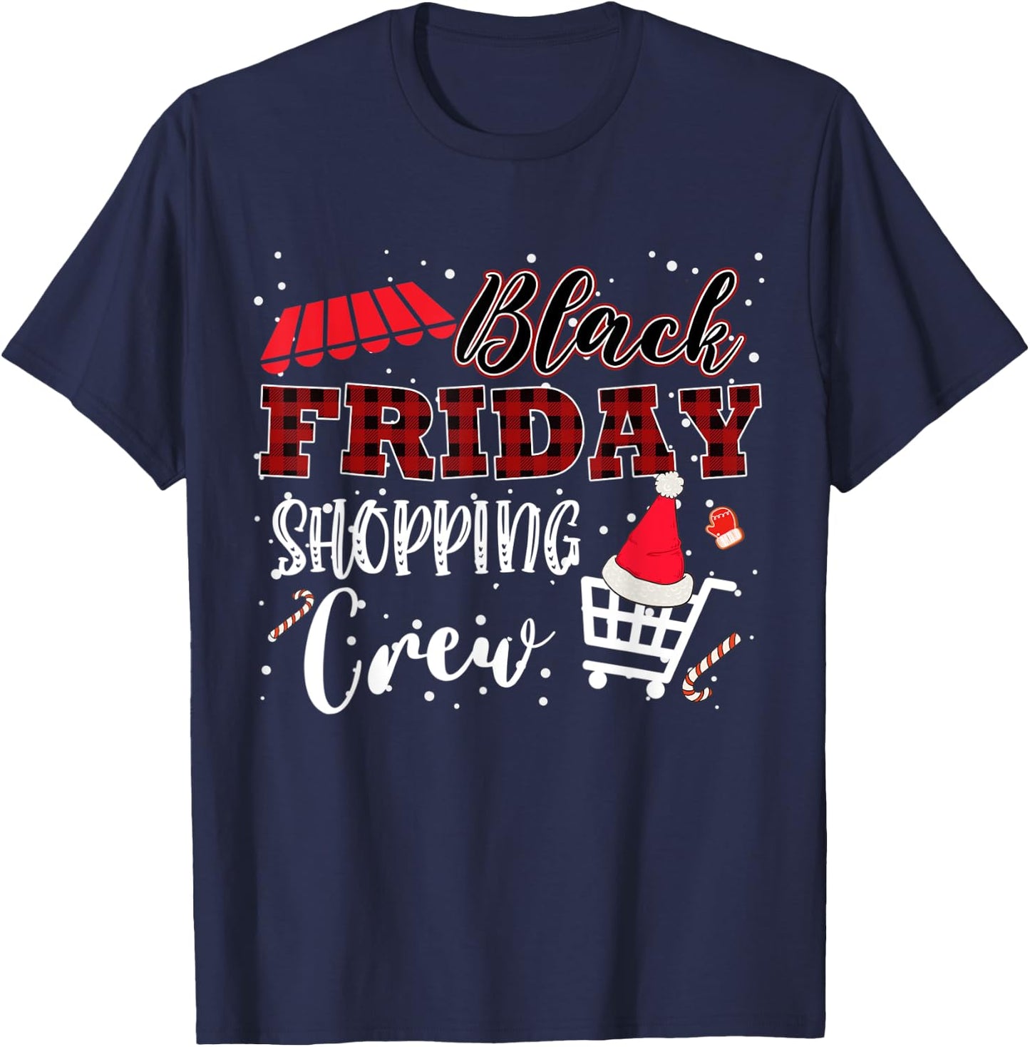 Friday Shopping Crew Christmas Black Shopping Family Group T-Shirt - T-Shirt | Navy