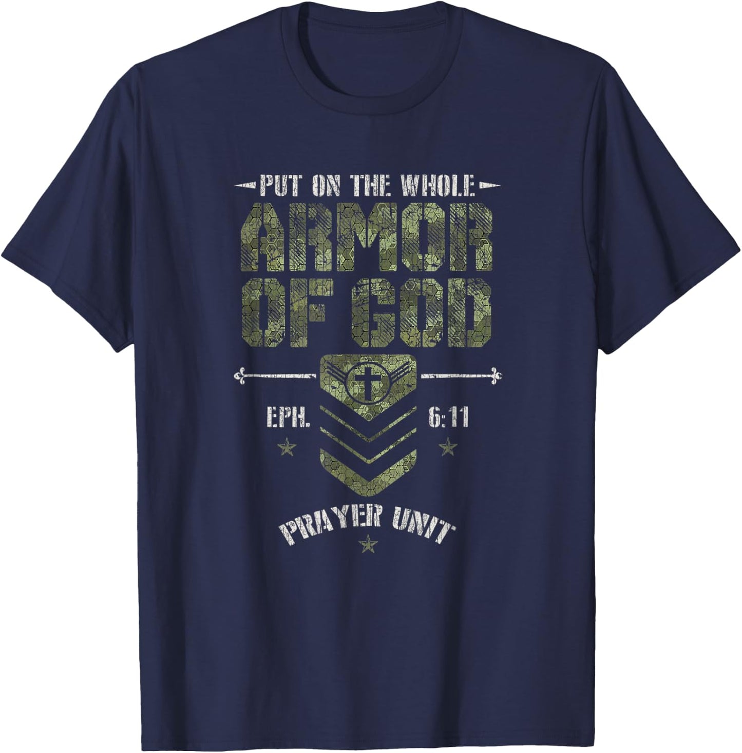 Vintage Camo Armor Of God Christians Religious Camouflage T-Shirt - T-Shirt | Navy