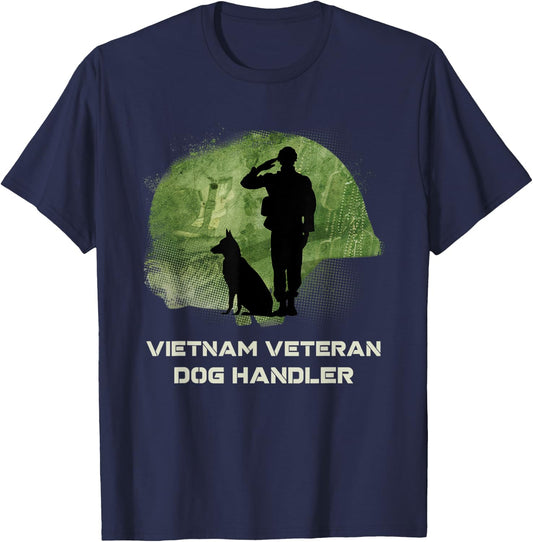 Vietnam Veteran Dog Handler K9 Salute T-Shirt - T-Shirt | Navy