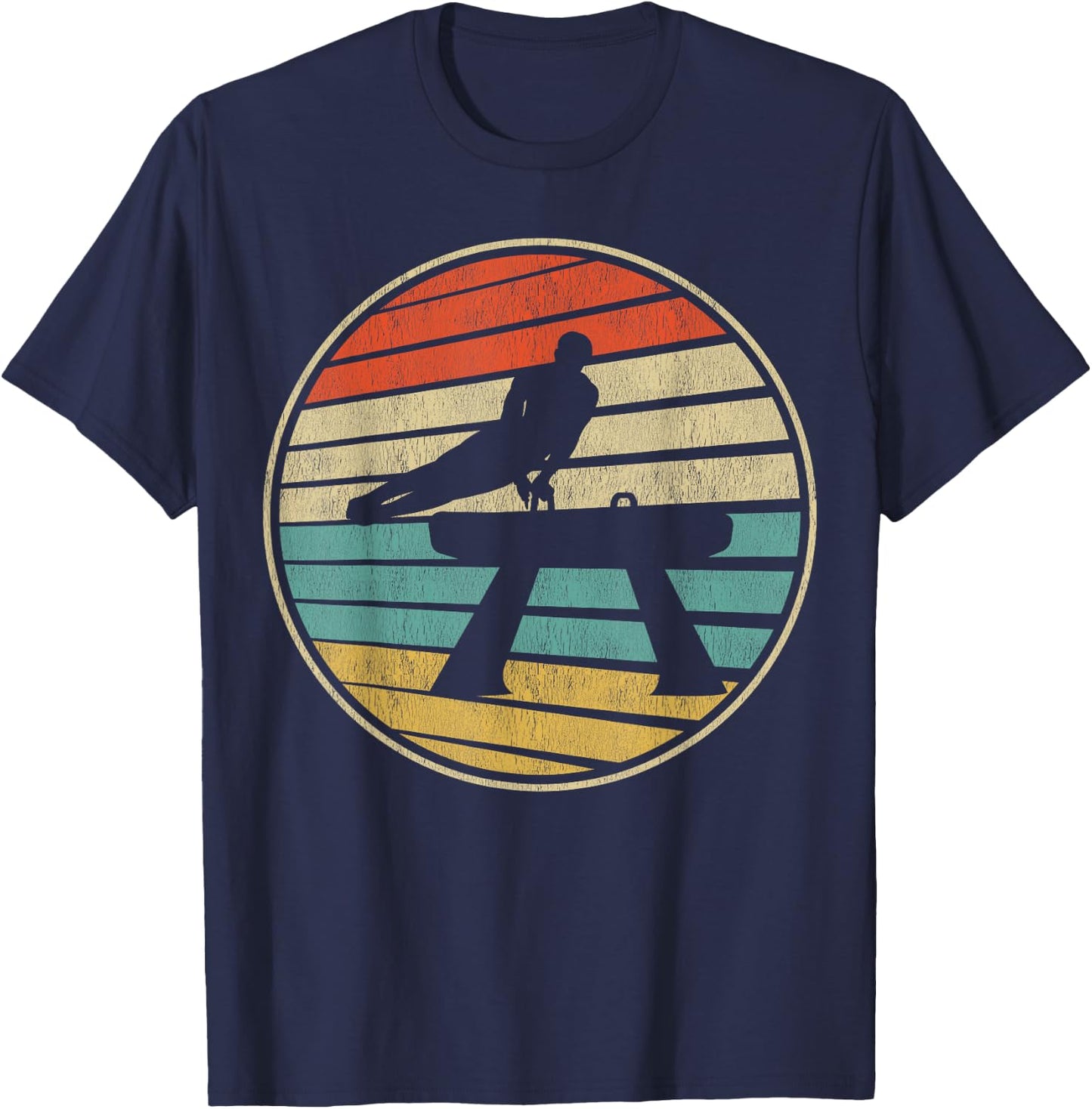 Cute Pommel horse Gift Retro Vintage 70s 80s Gymnastics Fun T-Shirt - T-Shirt | Navy