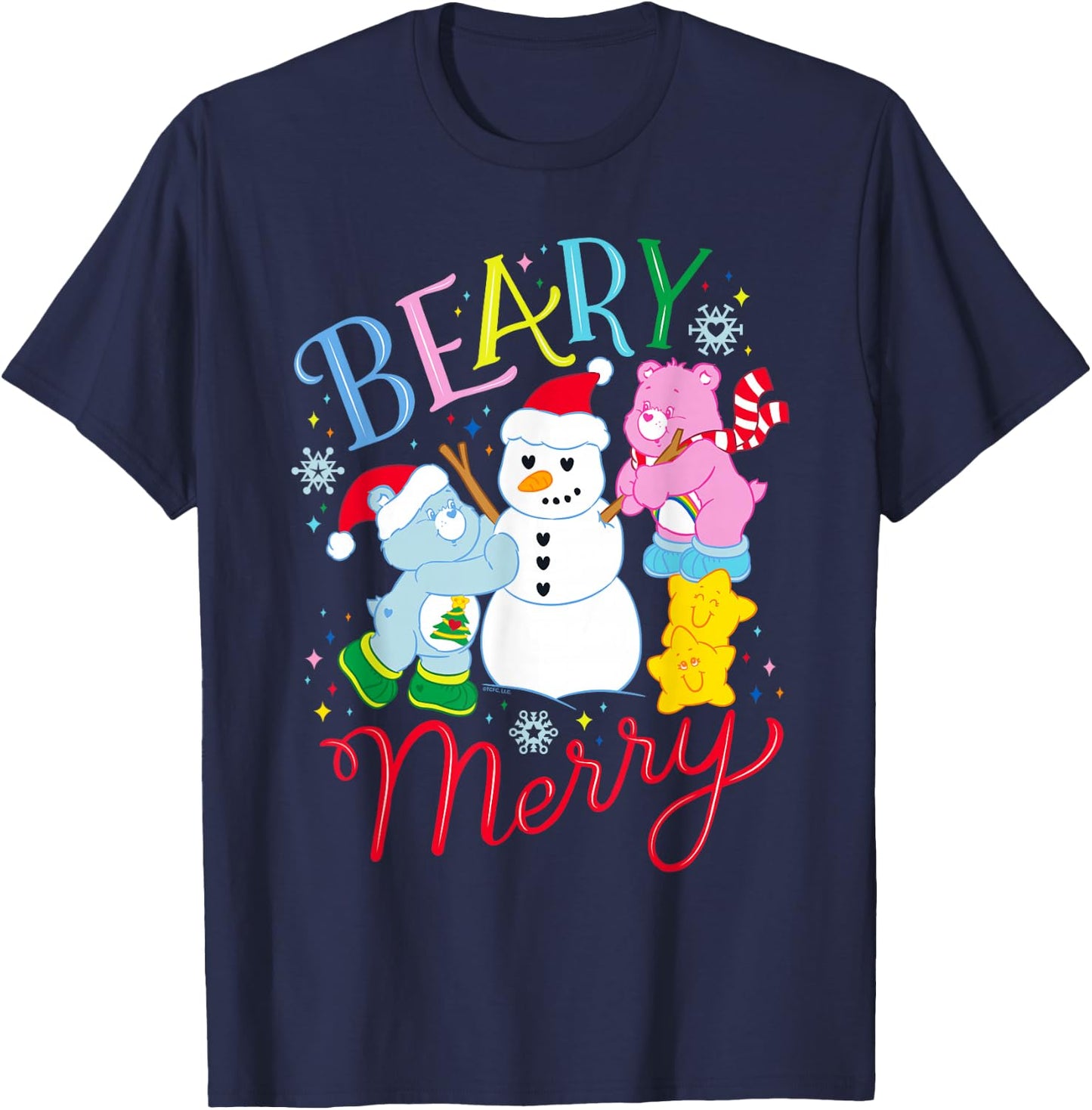 Care Bears Beary Merry with Cheer Bear and Christmas Wishes T-Shirt - T-Shirt | Navy